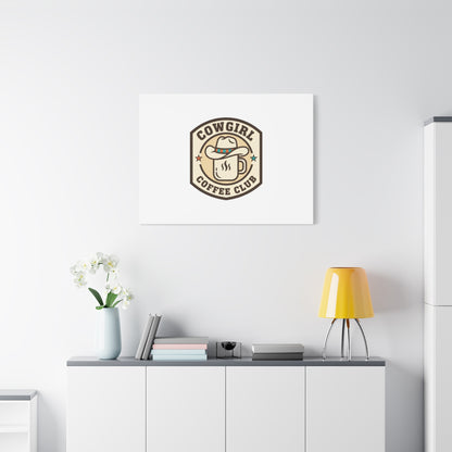 Cowgirl Coffee Club Canvas | Western Badge Typography, Rustic Emblem