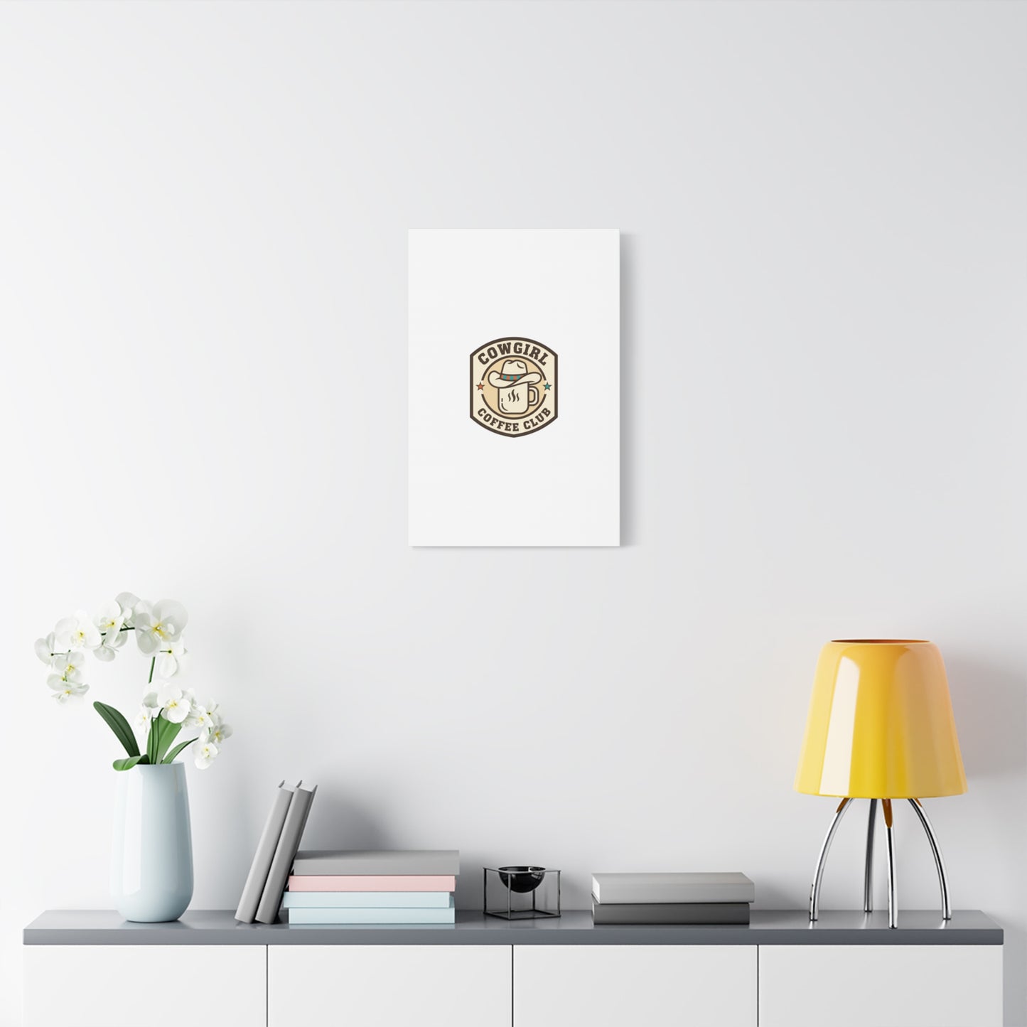 Cowgirl Coffee Club Canvas | Western Badge Typography, Rustic Emblem