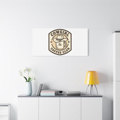 Cowgirl Coffee Club Canvas | Western Badge Typography, Rustic Emblem
