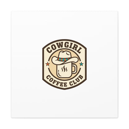 Cowgirl Coffee Club Canvas | Western Badge Typography, Rustic Emblem