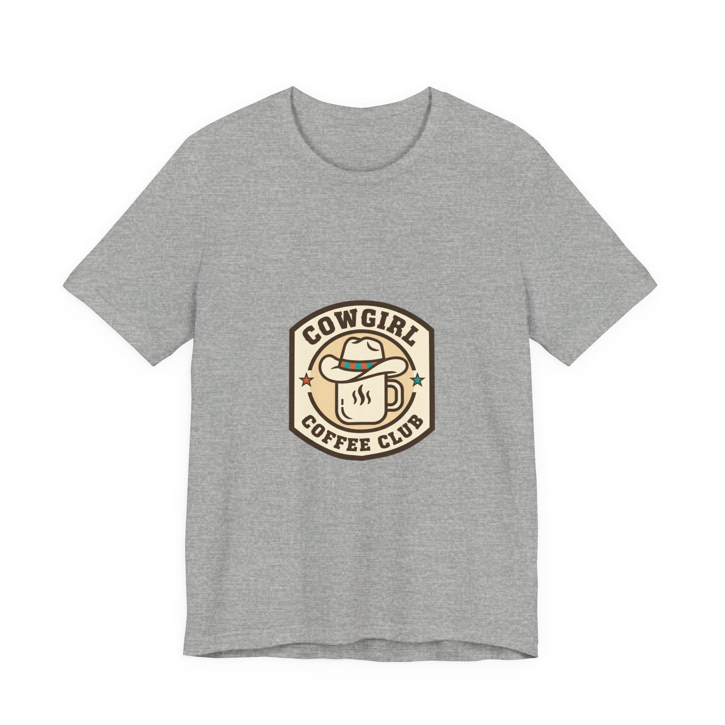 Cowgirl Coffee Club Tee | Western Badge Typography, Rustic Collegiate Shirt