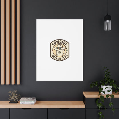 Cowgirl Coffee Club Canvas | Western Badge Typography, Rustic Emblem