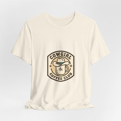 Cowgirl Coffee Club Tee | Western Badge Typography, Rustic Collegiate Shirt