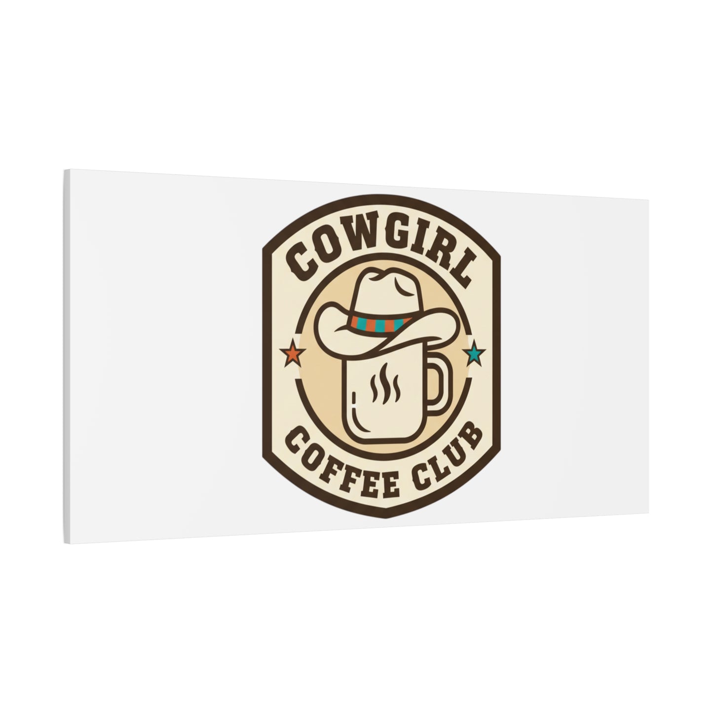 Cowgirl Coffee Club Canvas | Western Badge Typography, Rustic Emblem