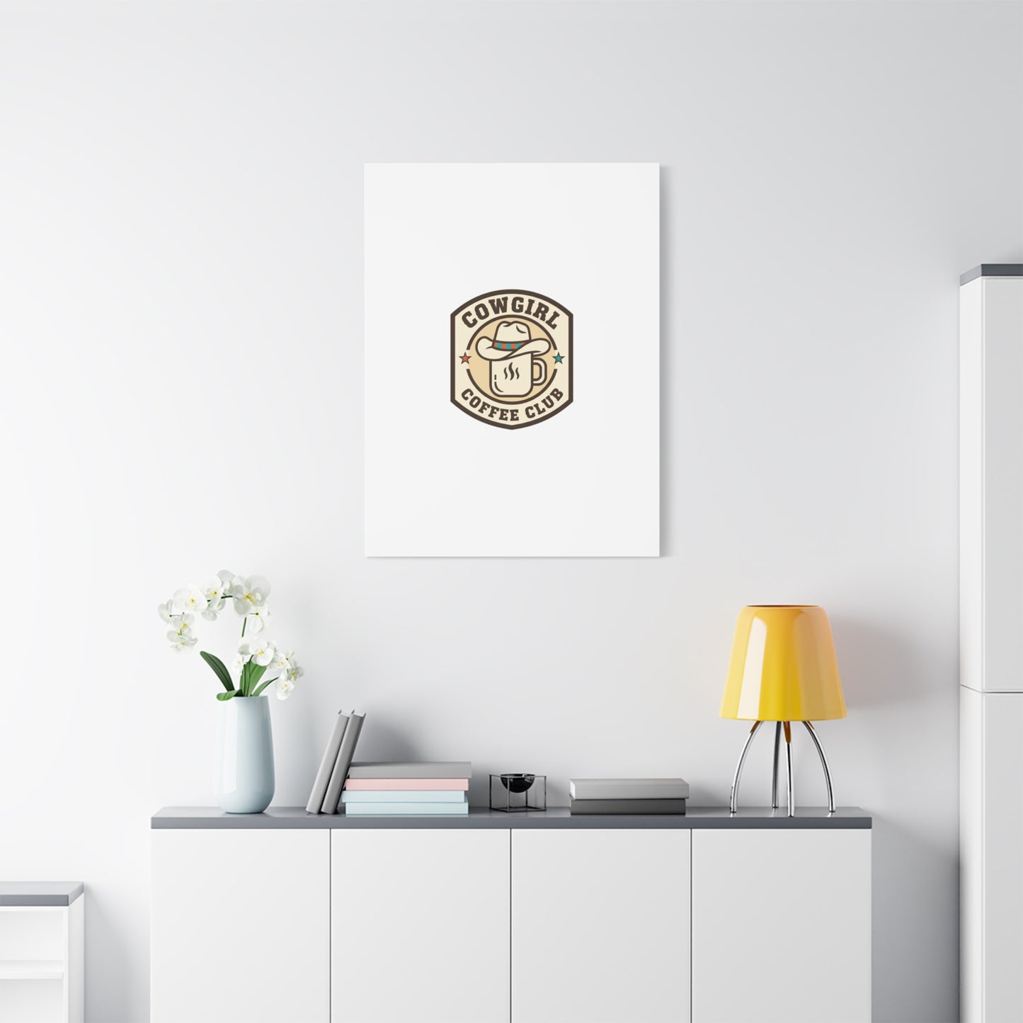 Cowgirl Coffee Club Canvas | Western Badge Typography, Rustic Emblem